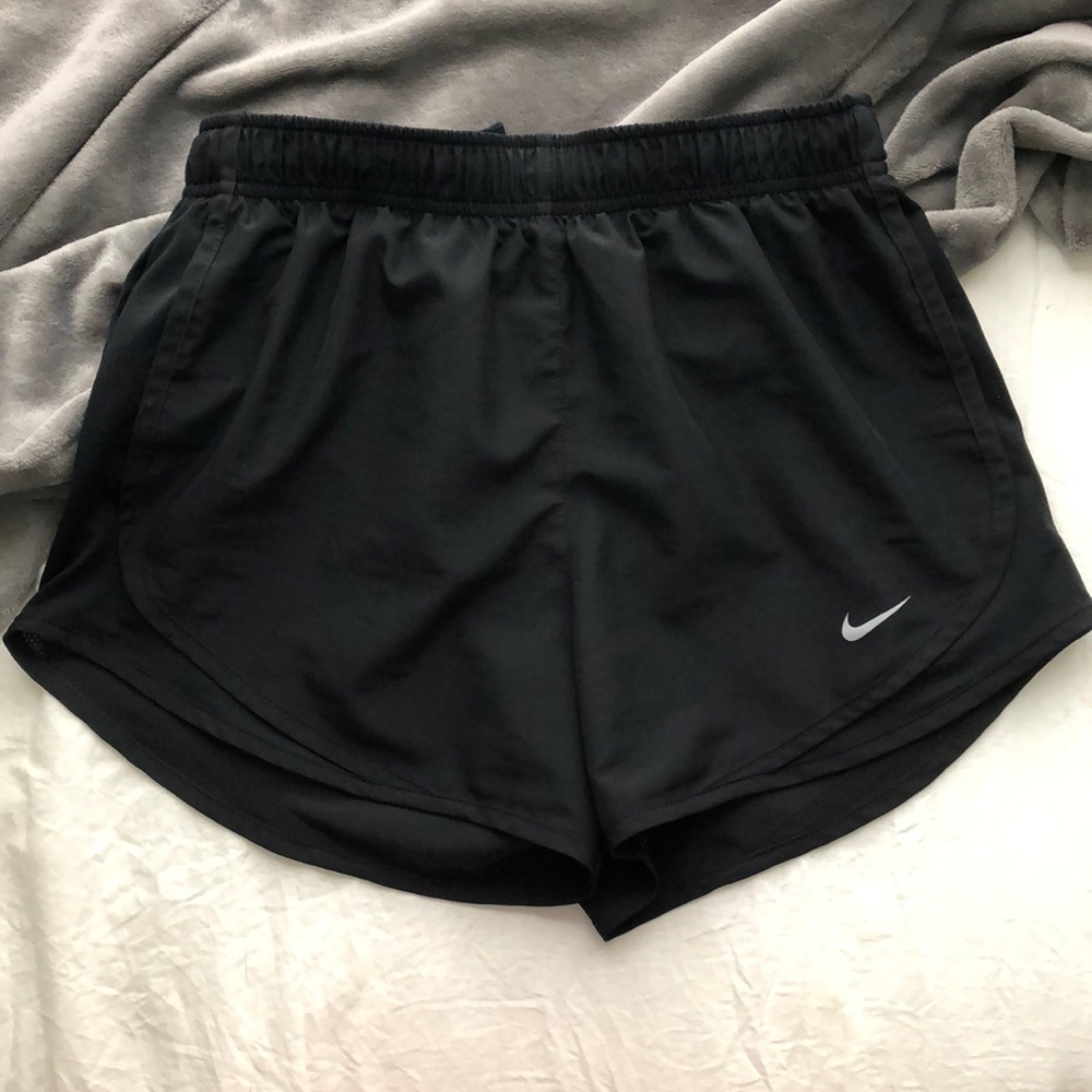 All black Nike Dri-Fit running shorts